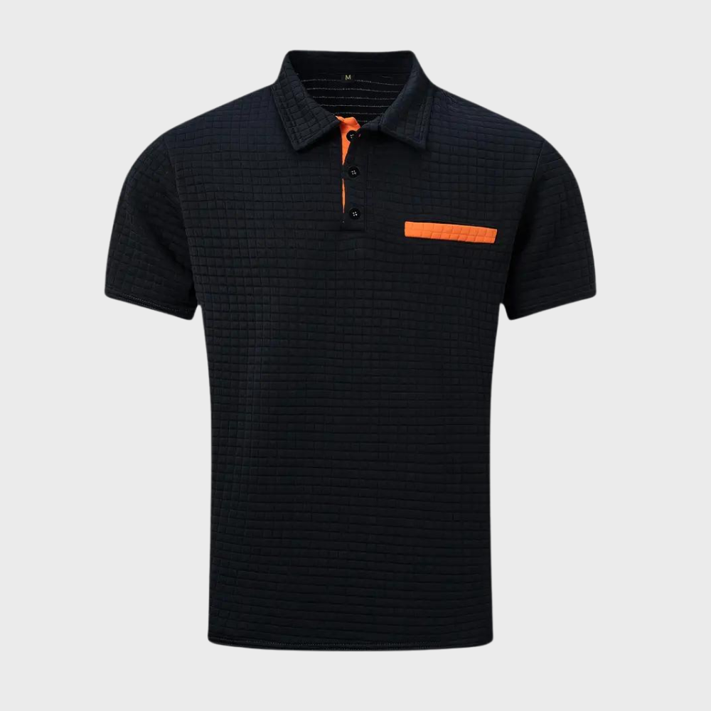 Liam | Waffelstrick-Poloshirt mit auffälliger Kontrastfarbe