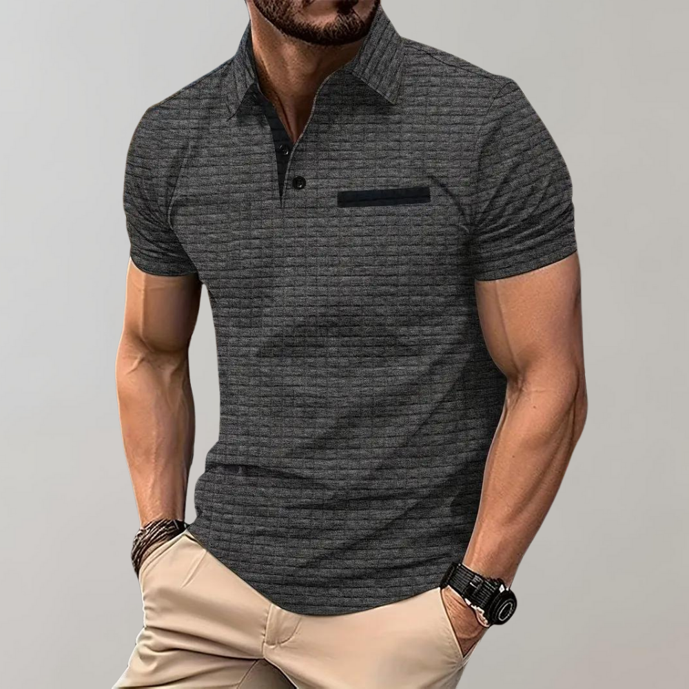 Liam | Waffelstrick-Poloshirt mit auffälliger Kontrastfarbe