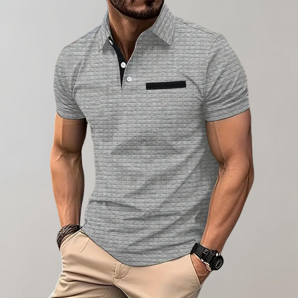 Liam | Waffelstrick-Poloshirt mit auffälliger Kontrastfarbe