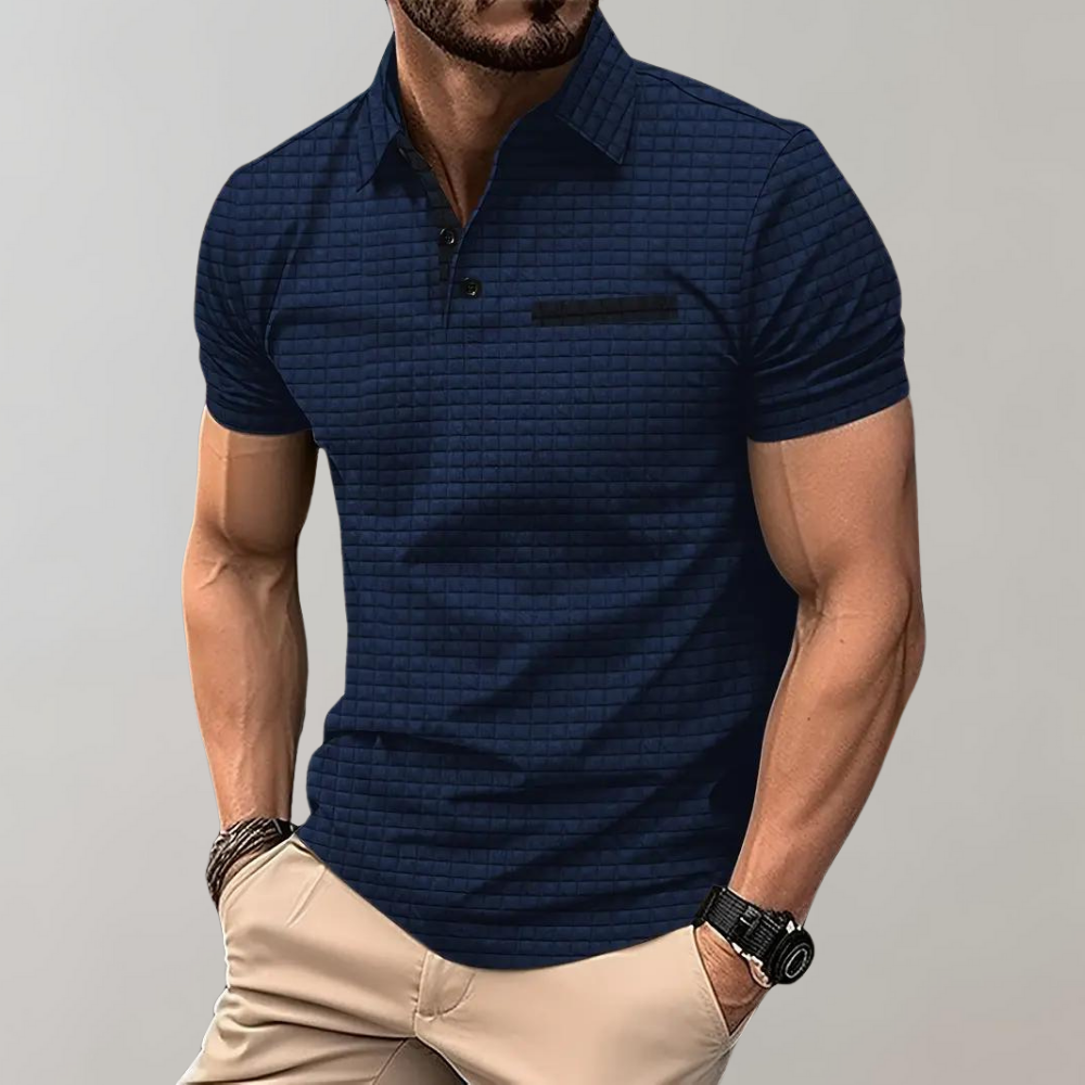 Liam | Waffelstrick-Poloshirt mit auffälliger Kontrastfarbe