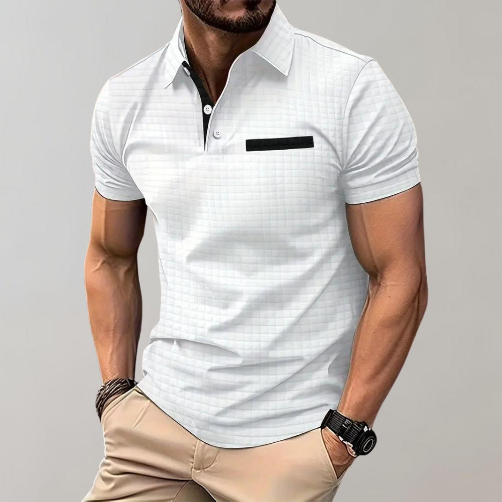 Liam | Waffelstrick-Poloshirt mit auffälliger Kontrastfarbe