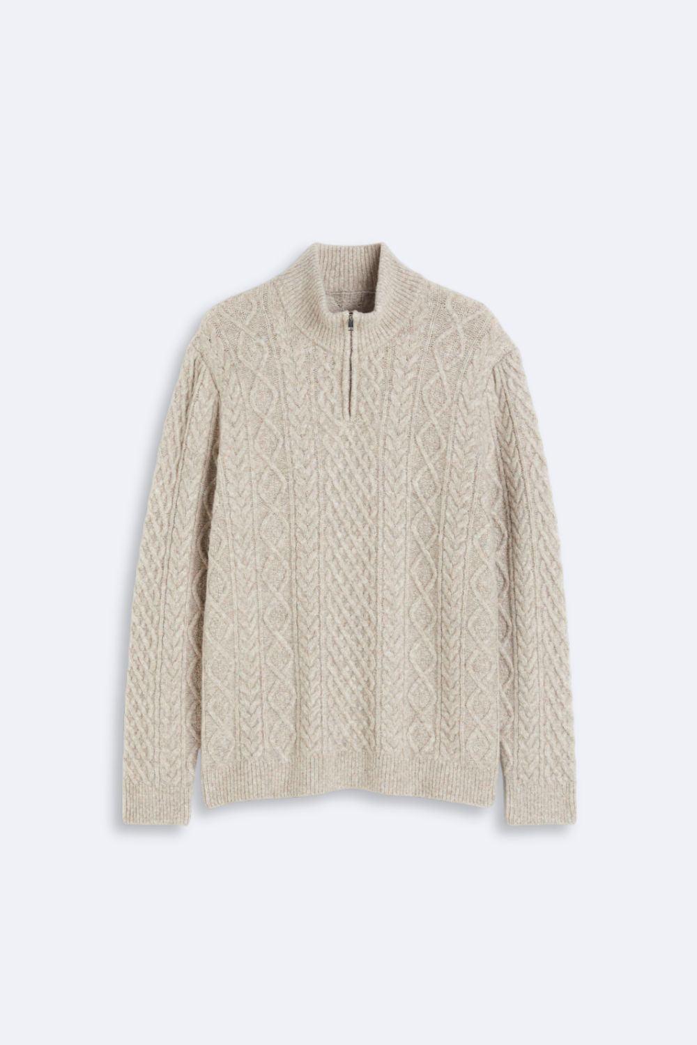 Felix | Zopfstrickpullover mit Halbreißverschluss – Warm & Stilvoll
