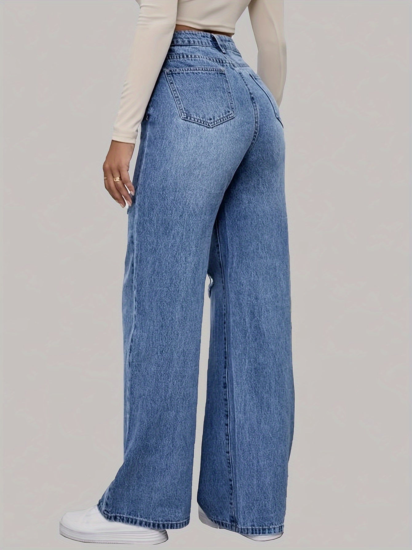 Weit geschnittene Jeans mit Herz- & Graffiti-Print – Trendige Streetstyle-Denim