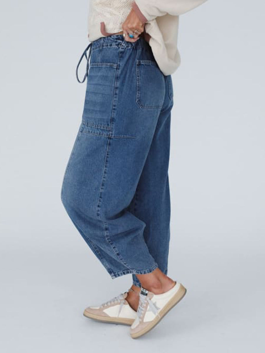 Weit geschnittene Jeans mit Kordelzug – Bequeme Damenjeans im Casual-Look
