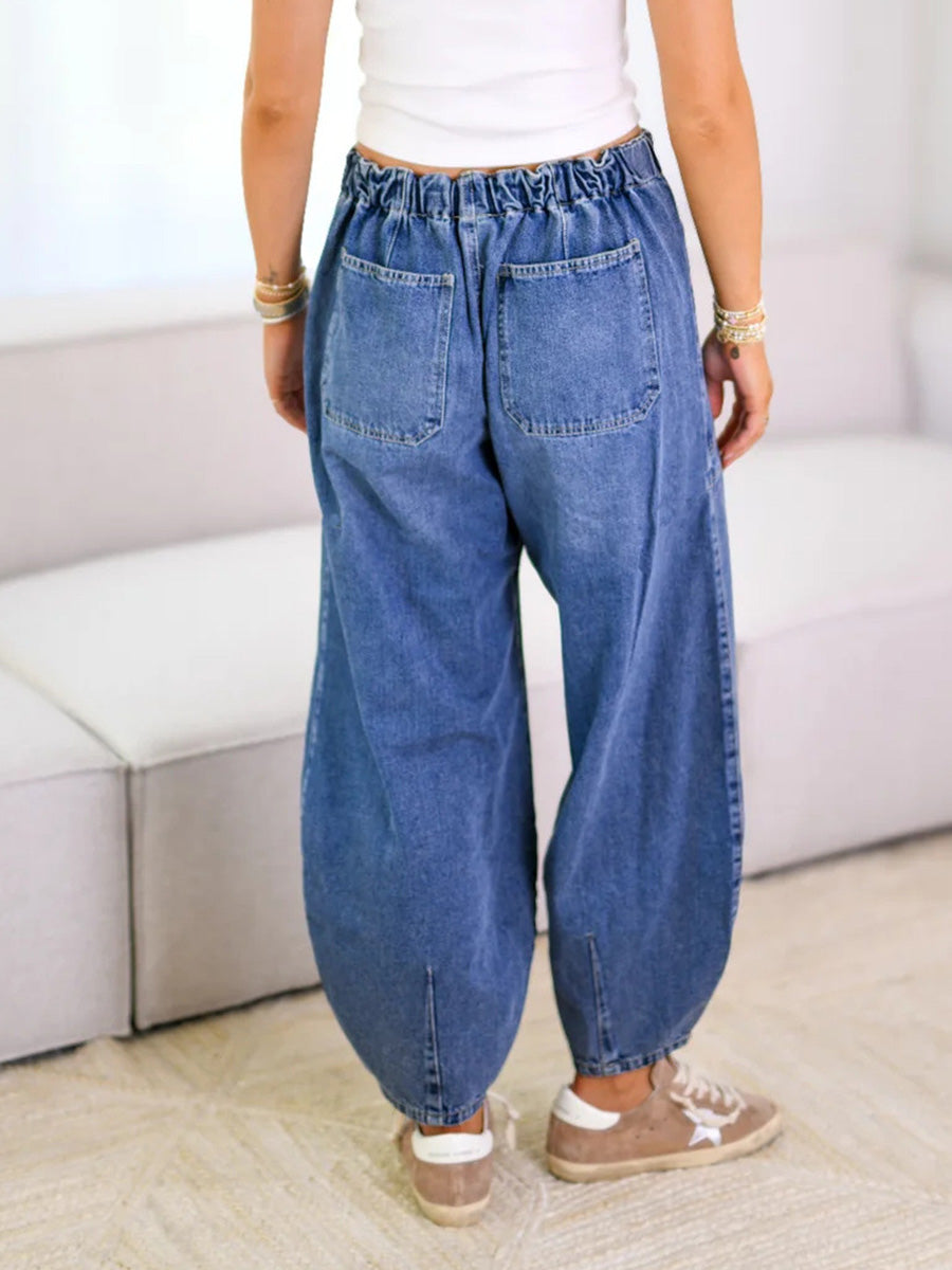 Weit geschnittene Jeans mit Kordelzug – Bequeme Damenjeans im Casual-Look