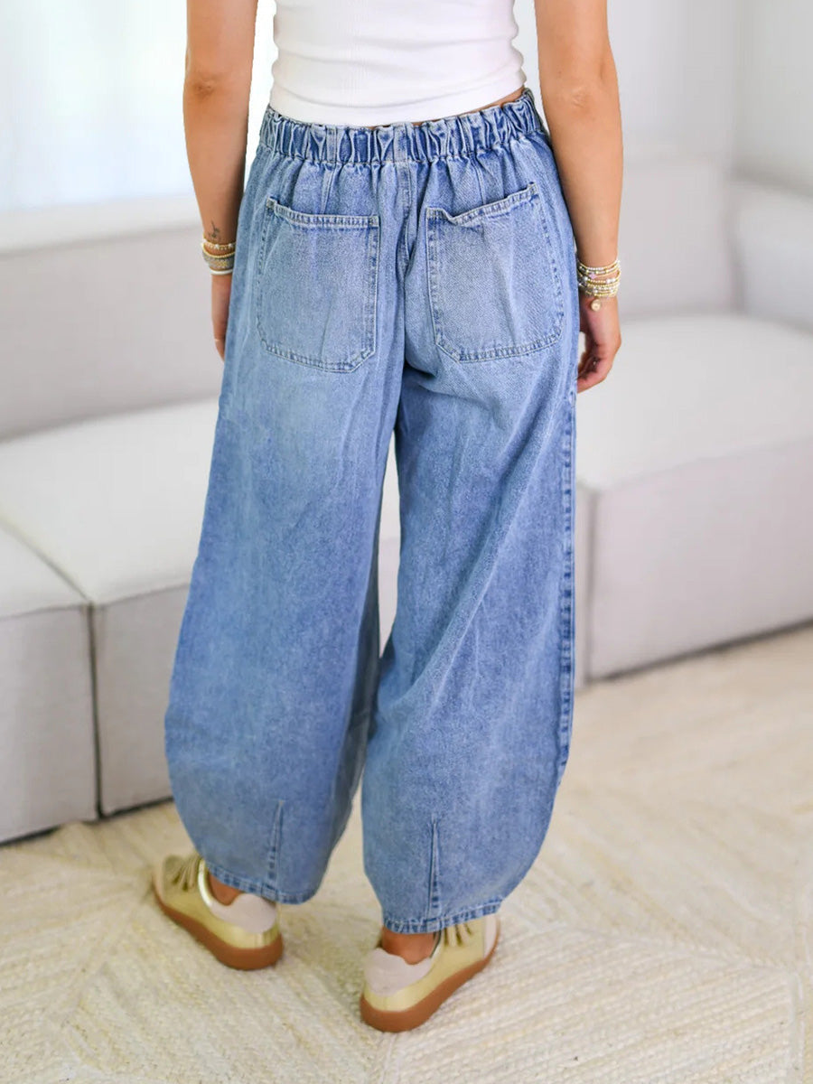Weit geschnittene Jeans mit Kordelzug – Bequeme Damenjeans im Casual-Look
