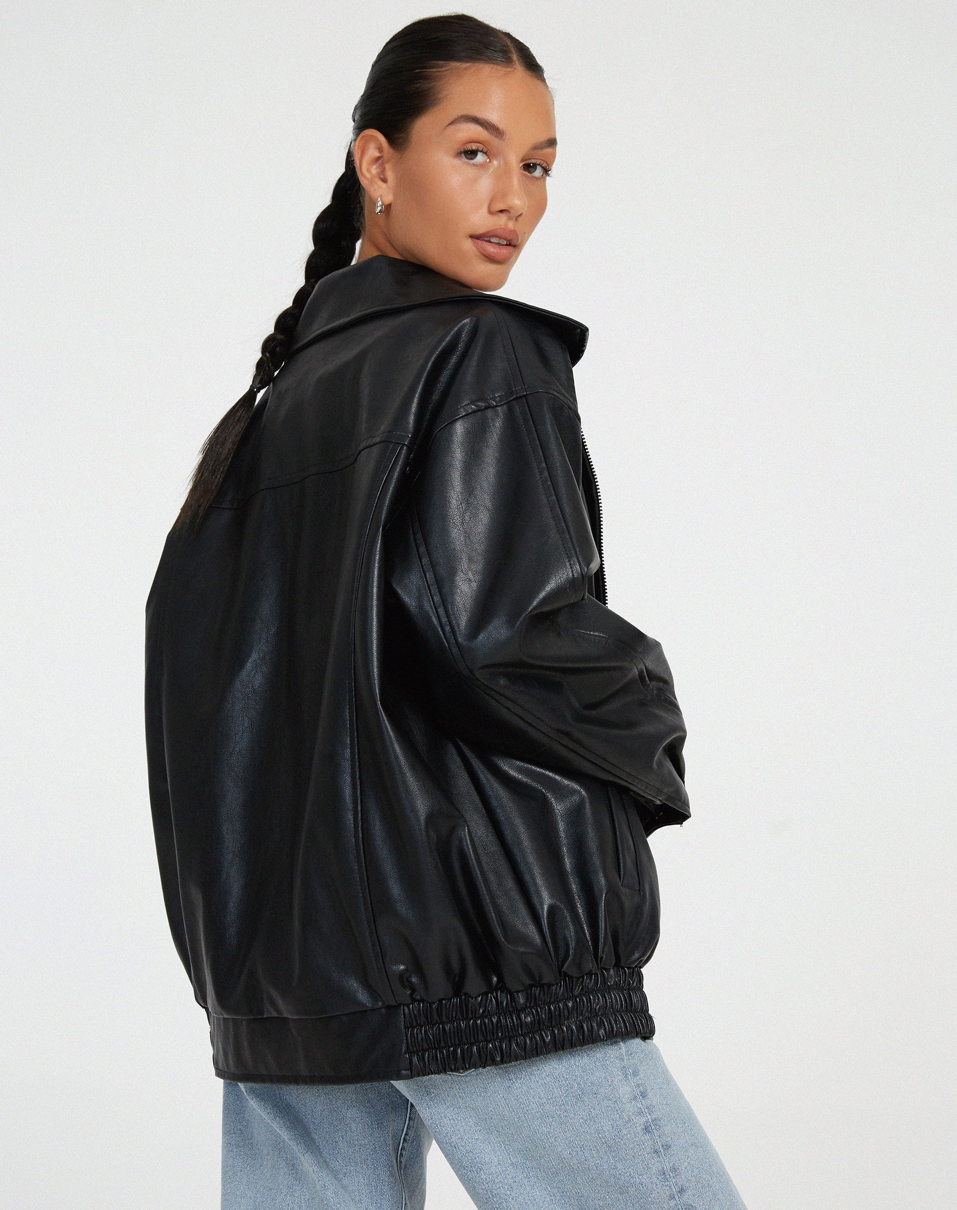 Clara | Oversized-Kunstlederjacke
