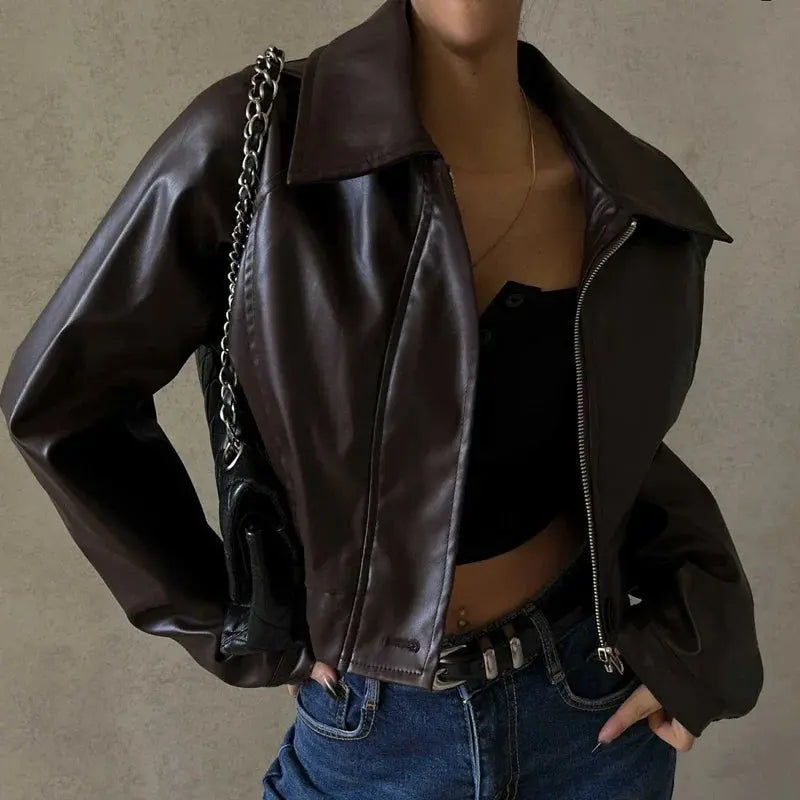 Gercy | Übergroße Kunstlederjacke