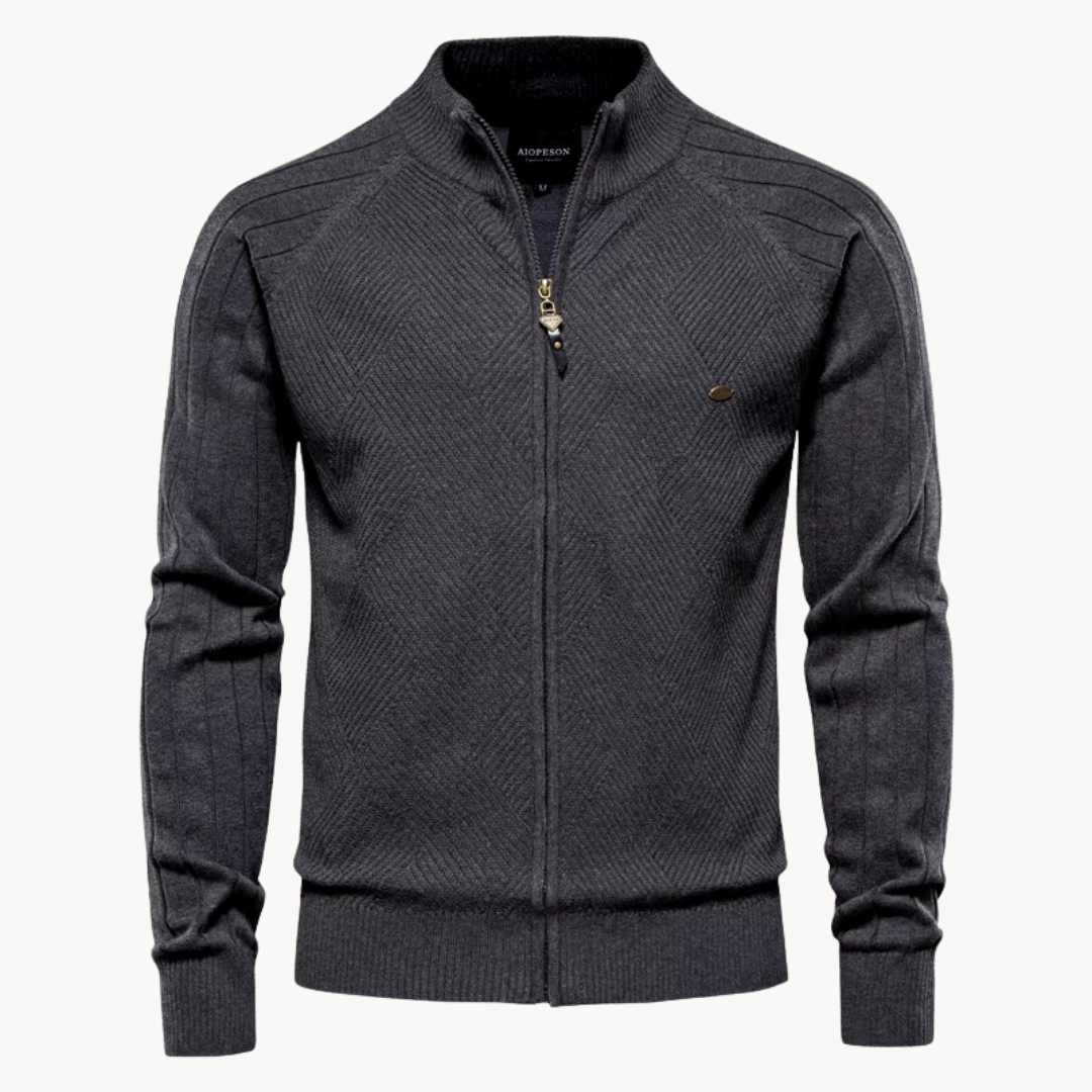 Feinstrickjacke mit Reißverschluss – Stilvolle Strickjacke mit Stehkragen