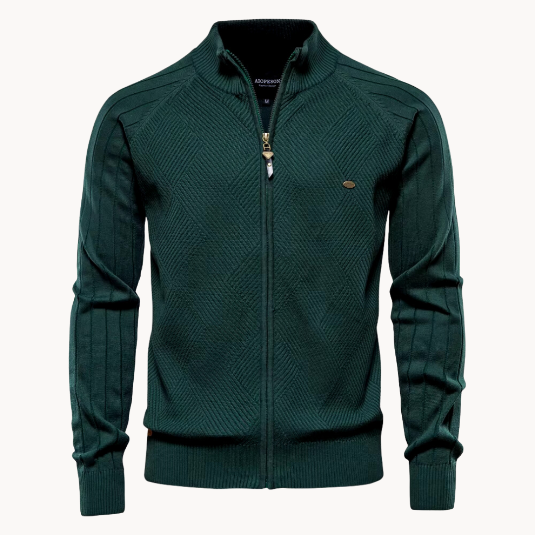 Feinstrickjacke mit Reißverschluss – Stilvolle Strickjacke mit Stehkragen