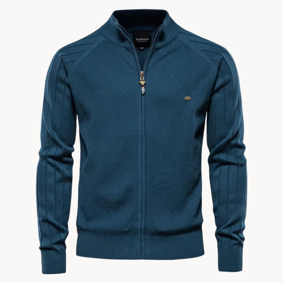 Feinstrickjacke mit Reißverschluss – Stilvolle Strickjacke mit Stehkragen