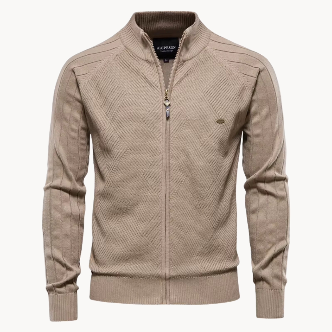 Feinstrickjacke mit Reißverschluss – Stilvolle Strickjacke mit Stehkragen