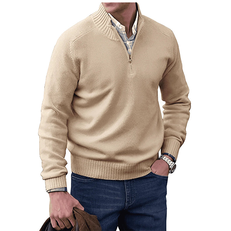 Klassischer Herren Pullover mit Reißverschlusskragen – Stilvoller Strick für jeden Anlass