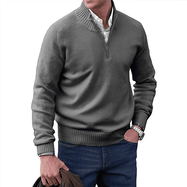 Klassischer Herren Pullover mit Reißverschlusskragen – Stilvoller Strick für jeden Anlass