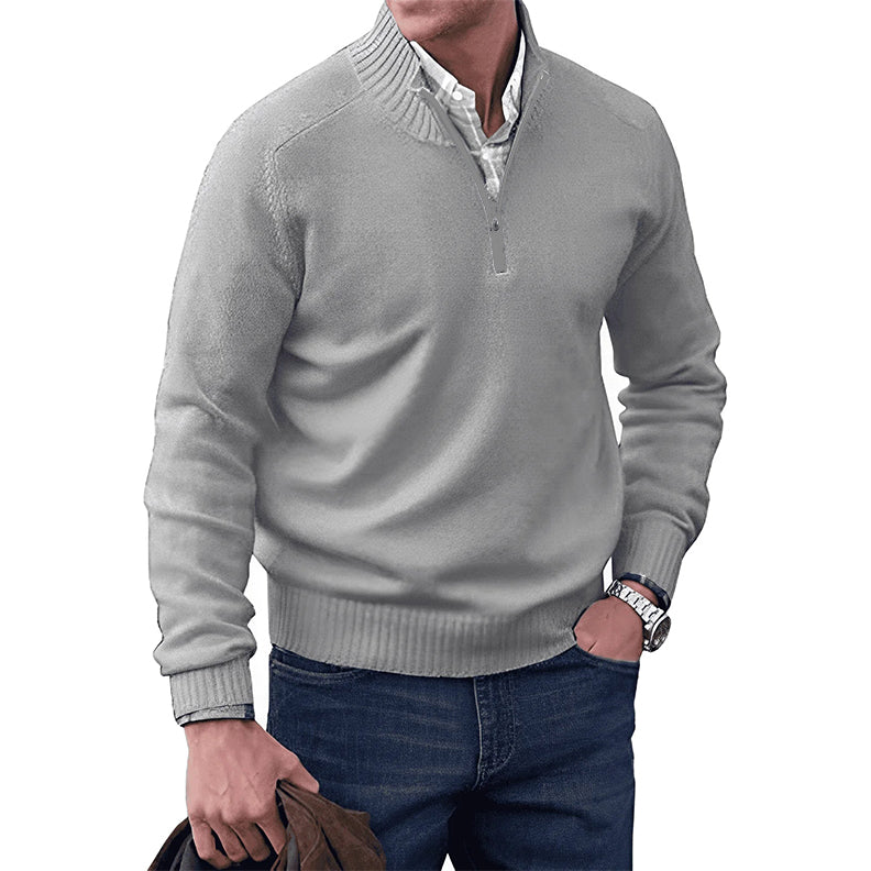 Klassischer Herren Pullover mit Reißverschlusskragen – Stilvoller Strick für jeden Anlass
