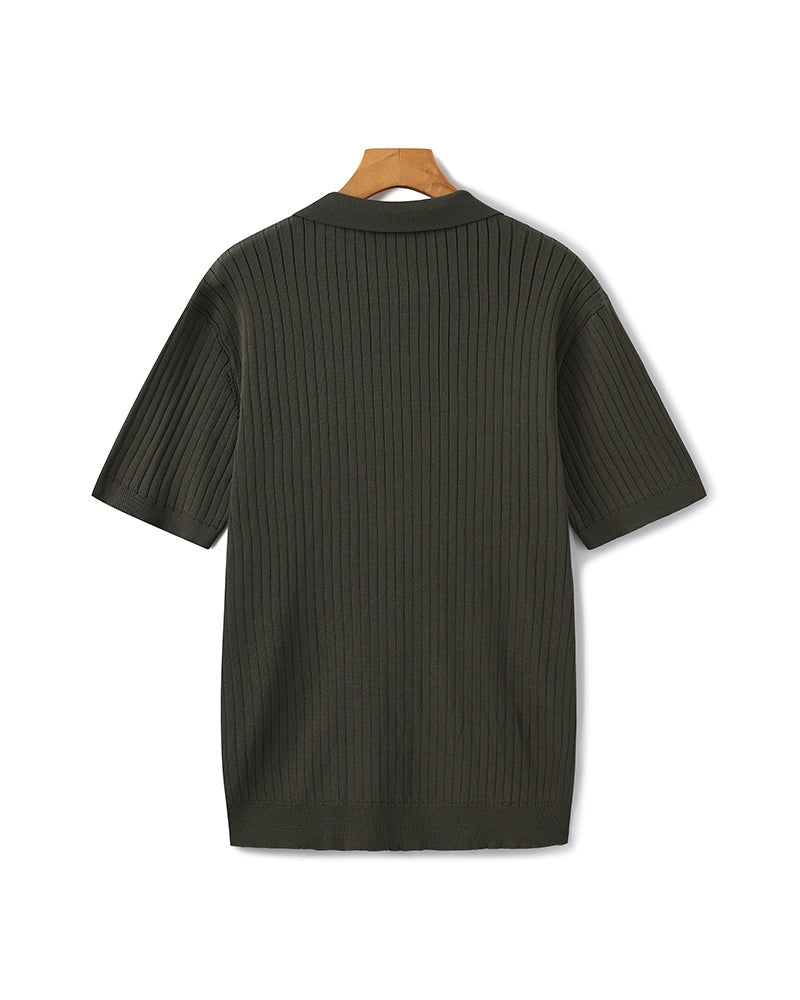 Christian | Herren Kurzarm Fein Rippenstrick Polo-Shirt