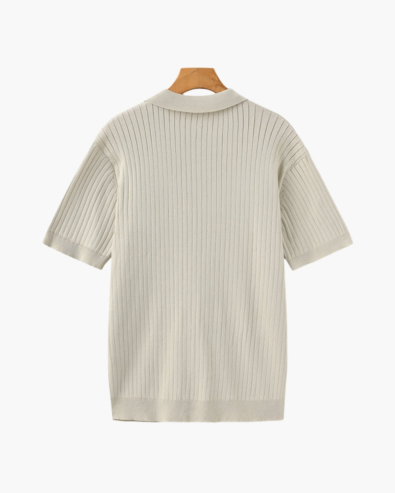 Christian | Herren Kurzarm Fein Rippenstrick Polo-Shirt