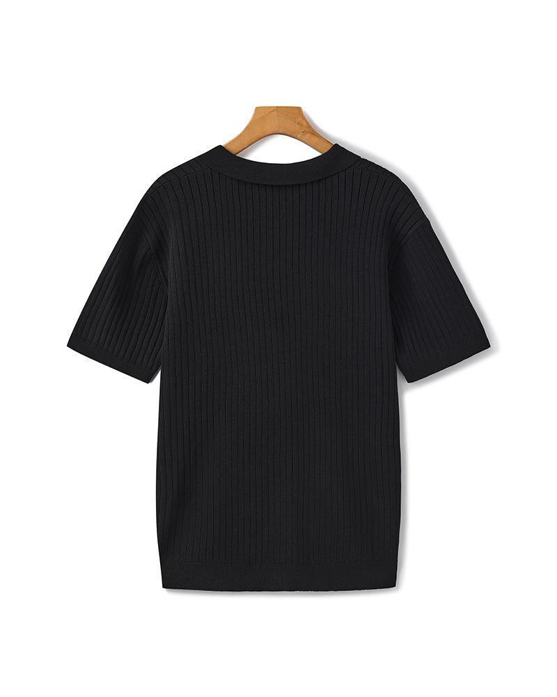 Christian | Herren Kurzarm Fein Rippenstrick Polo-Shirt
