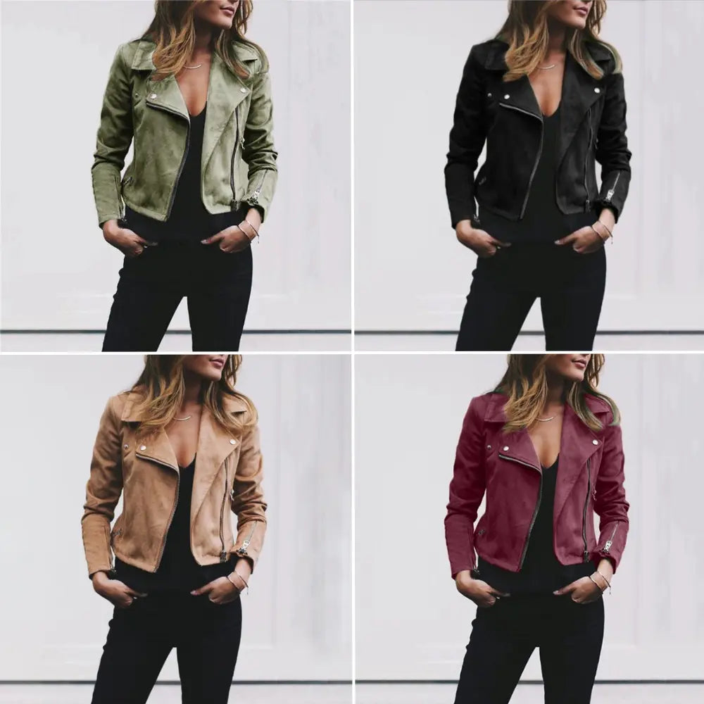 Hailey | Asymmetrischer Reißverschluss Moto-Stil Kunstlederjacke