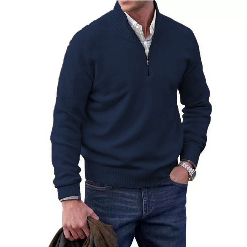 Klassischer Herren Pullover mit Reißverschlusskragen – Stilvoller Strick für jeden Anlass