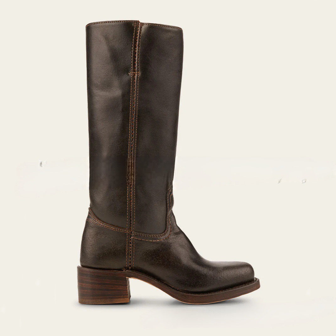 Damen-Lederstiefel im Westernstil mit Blockabsatz