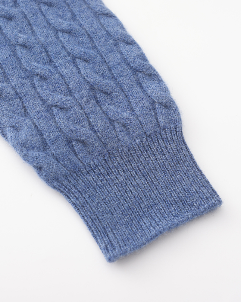 Roman | Chunky knit Herren Chasmere Pullover mit Kabelstrickmuster & Halb Reißverschluss Kragen