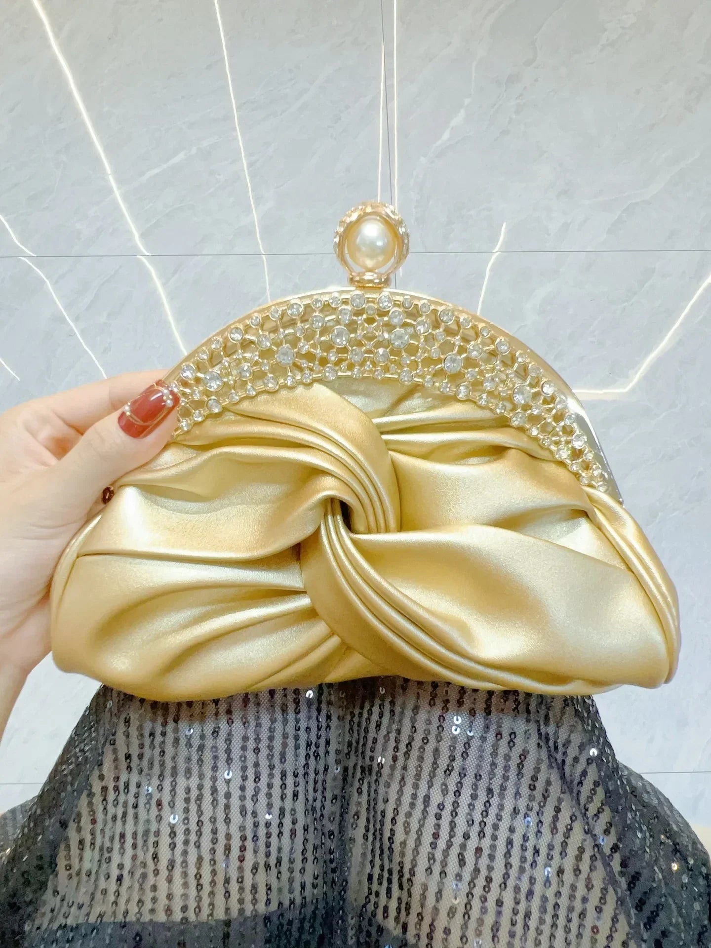 Luxuriöse Damenmode Design Handtaschen Funkelnde Bankett Clutch Tasche