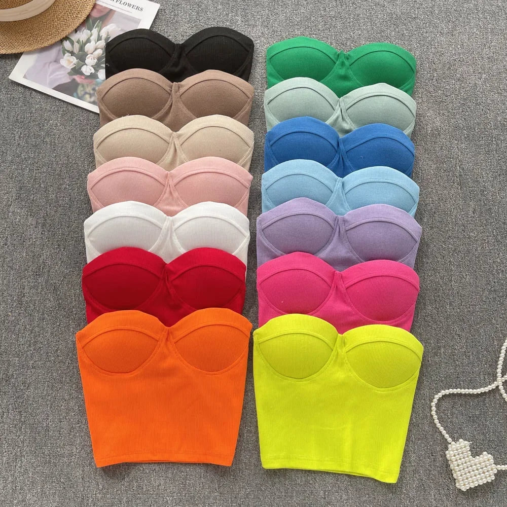 Bustier-Top mit Rippstruktur und geformten Cups für Damen
