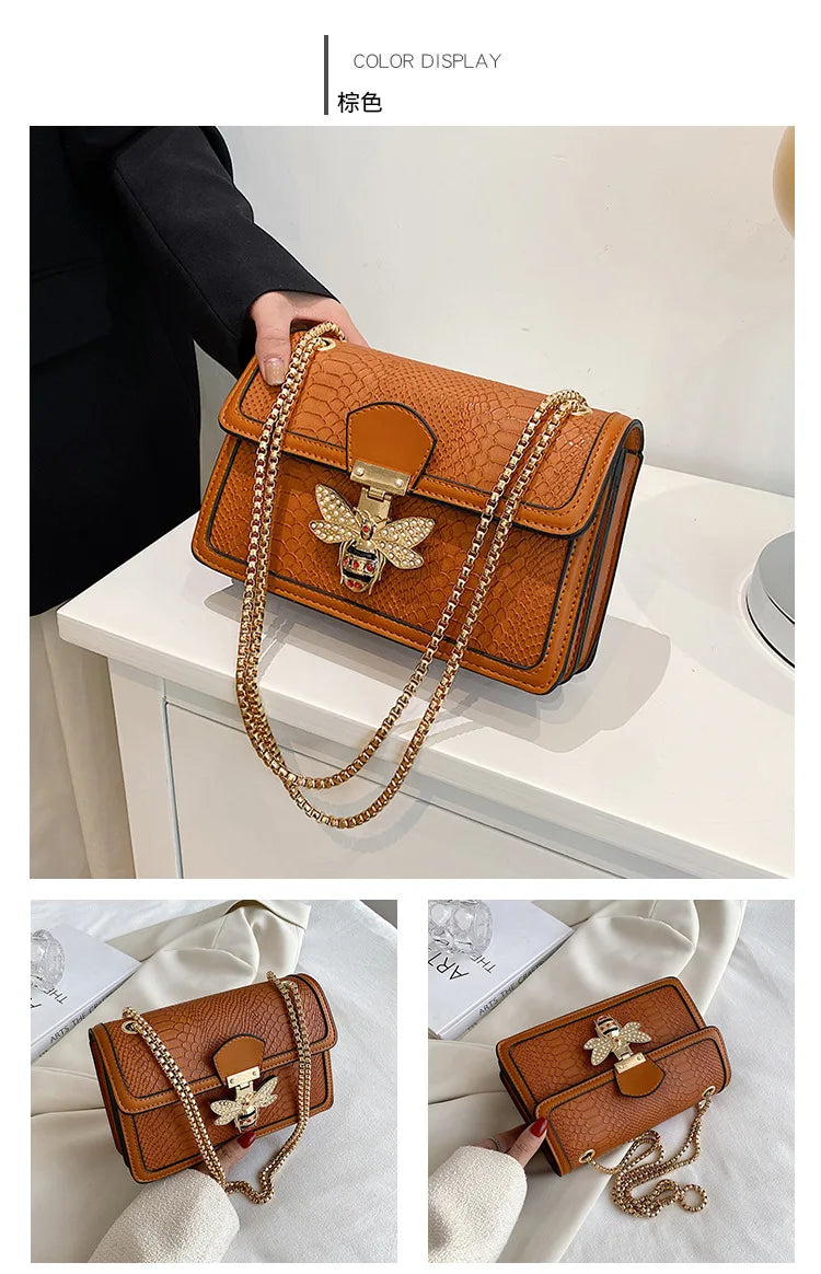 Luxuriöse Crooobody Handtasche. Bienenverschluss Tote Lässig Klappe. Krokodilprint Handtasche