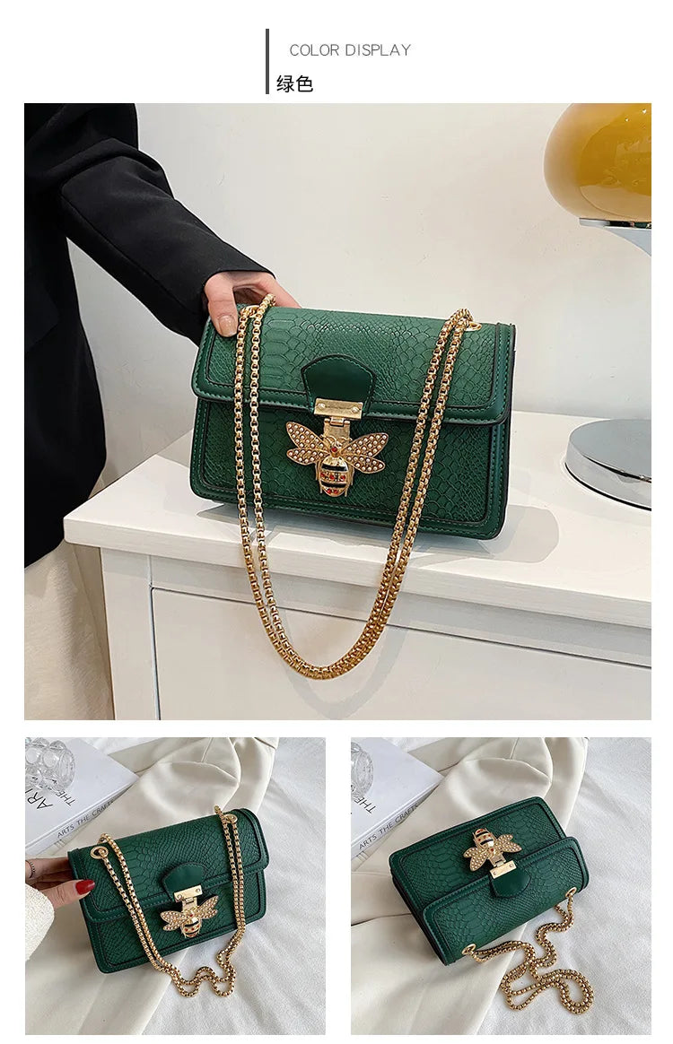 Luxuriöse Crooobody Handtasche. Bienenverschluss Tote Lässig Klappe. Krokodilprint Handtasche