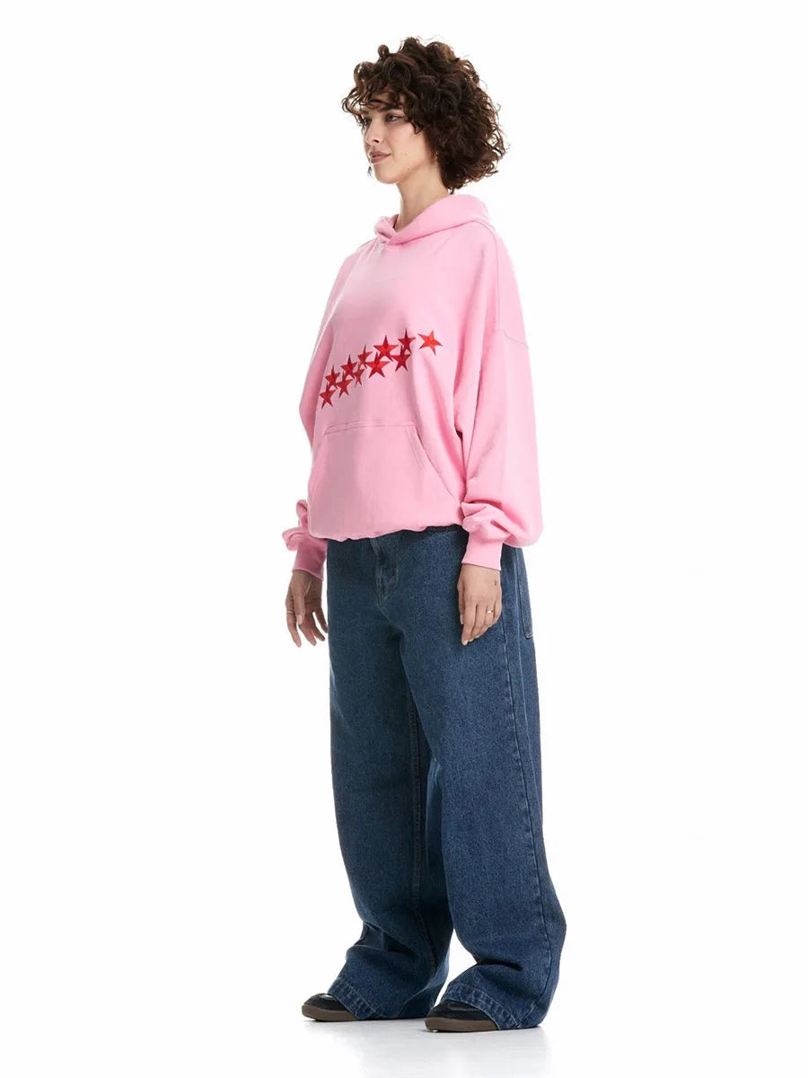 Oversized Damen Hoodie mit Sternen-Print - Streetwear
