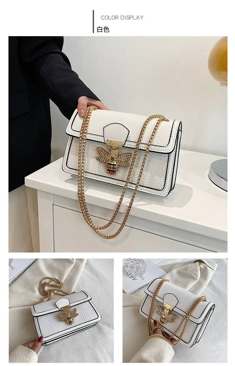 Luxuriöse Crooobody Handtasche. Bienenverschluss Tote Lässig Klappe. Krokodilprint Handtasche