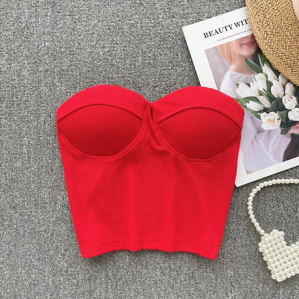 Bustier-Top mit Rippstruktur und geformten Cups für Damen