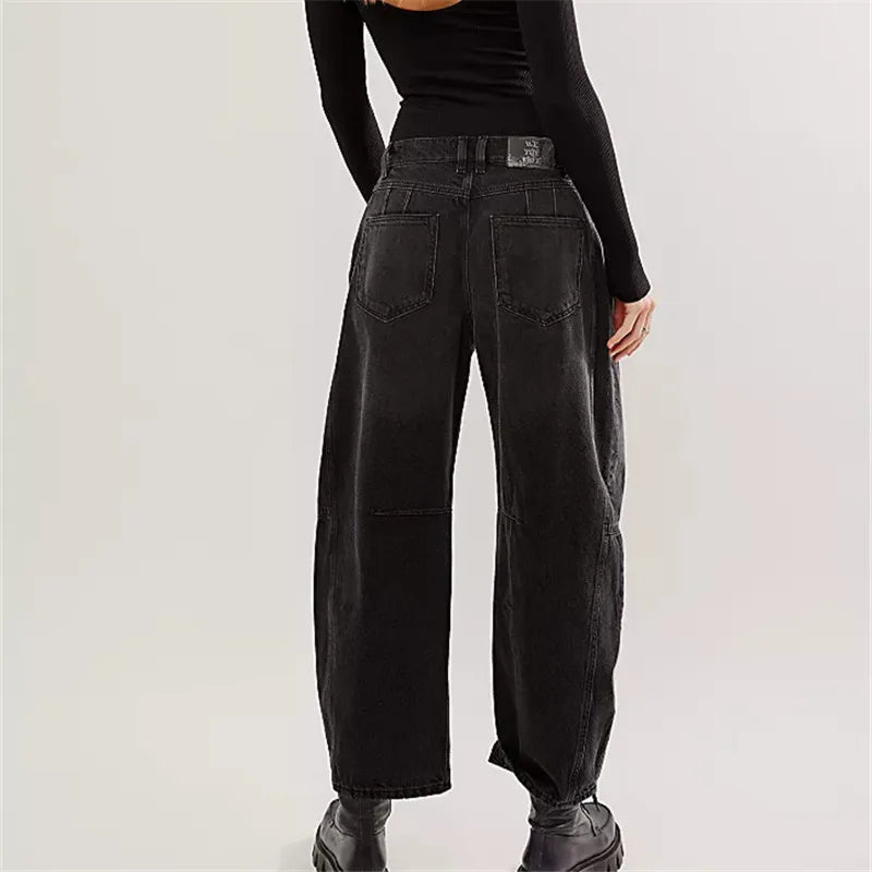 Damen-Baggy-Jeans mit elastischem Beinabschluss