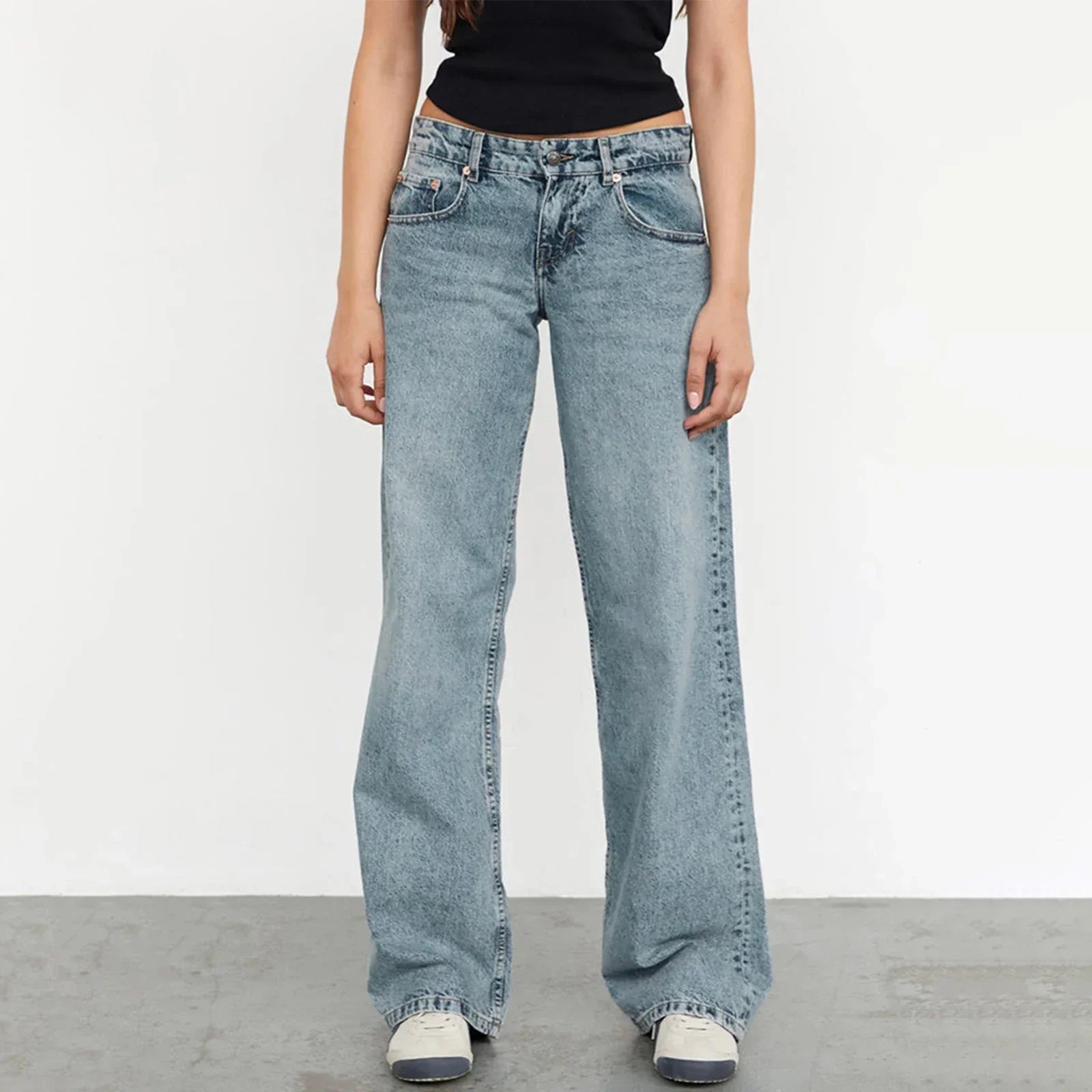 Damen-Weitbein-Jeans im Vintage-Look