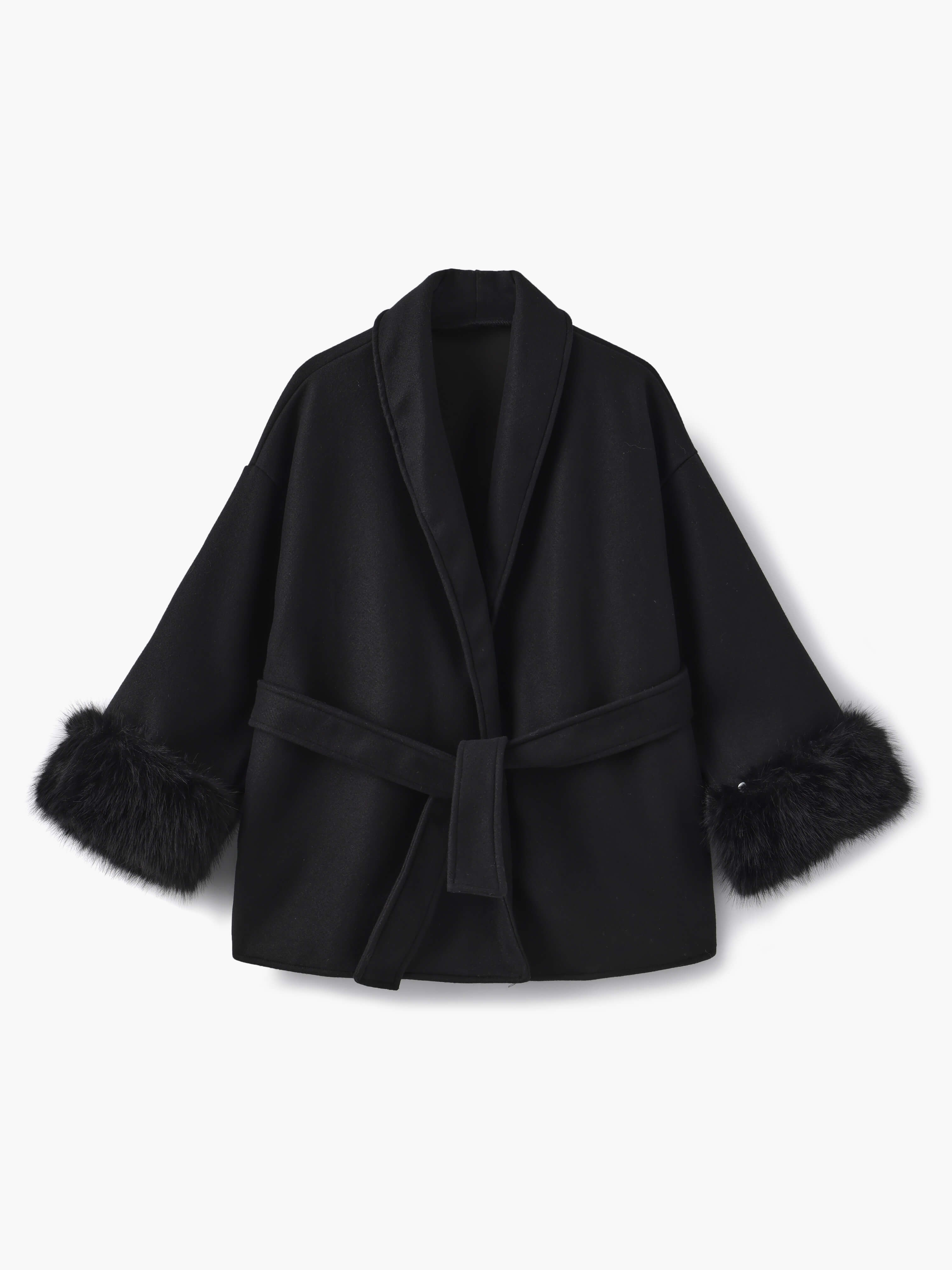 Damen Mantel mit Kunstfellbesatz – Eleganter Winter Kurzmantel