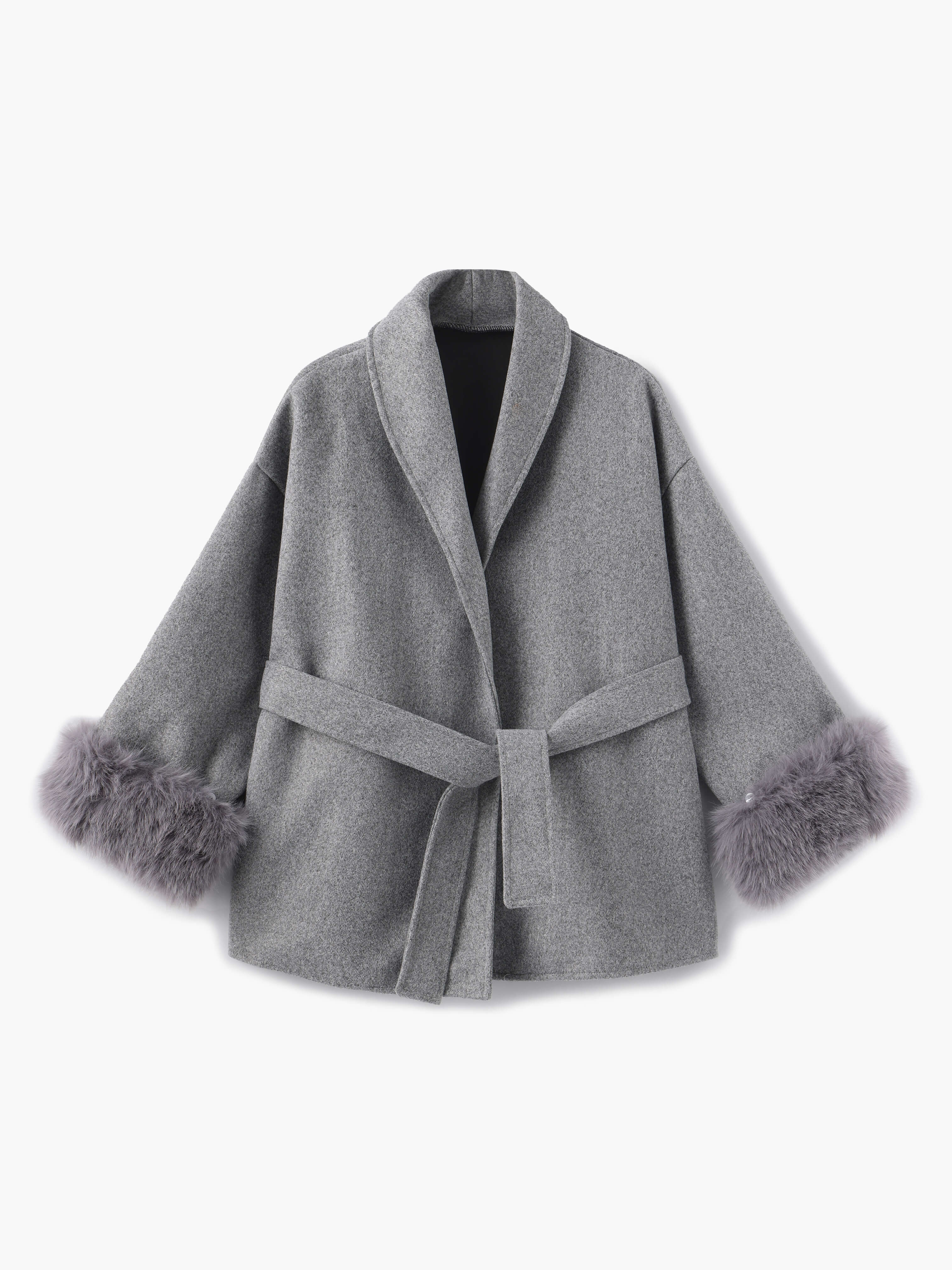 Damen Mantel mit Kunstfellbesatz – Eleganter Winter Kurzmantel