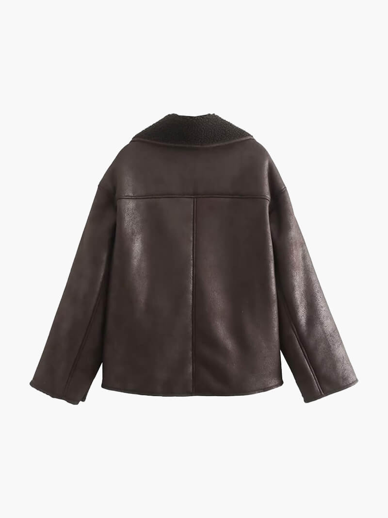 Kiara | Stilvolle Jacke mit Kunstleder- und Fleece-Details