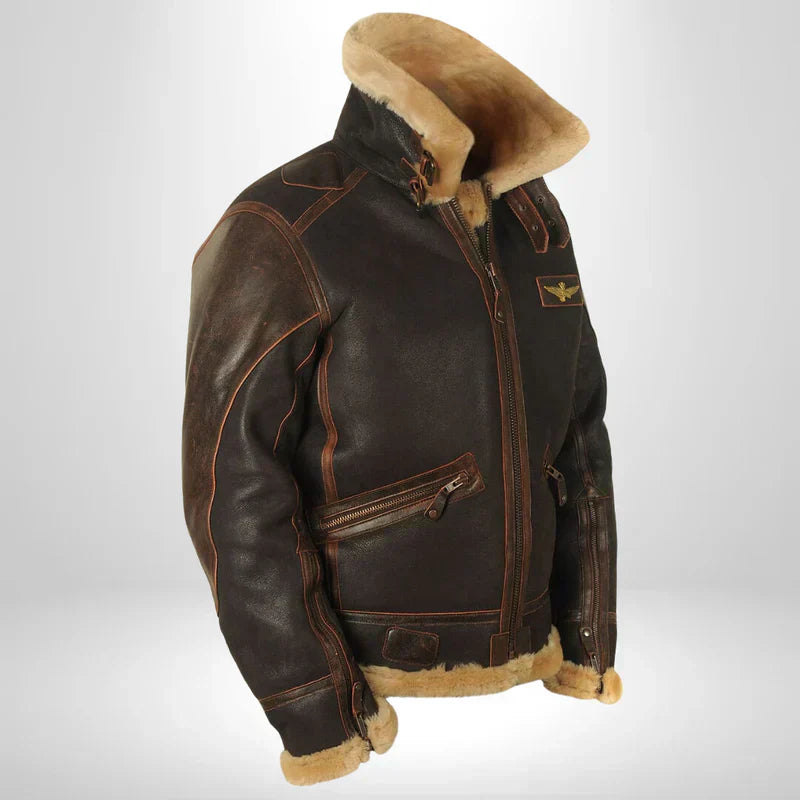 Thomas™ | Exklusive Fliegerjacke mit Fellkragen