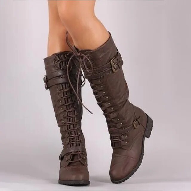 Lulu - Vintage-inspirierte Schnürstiefel mit modischer Schnallenverzierung