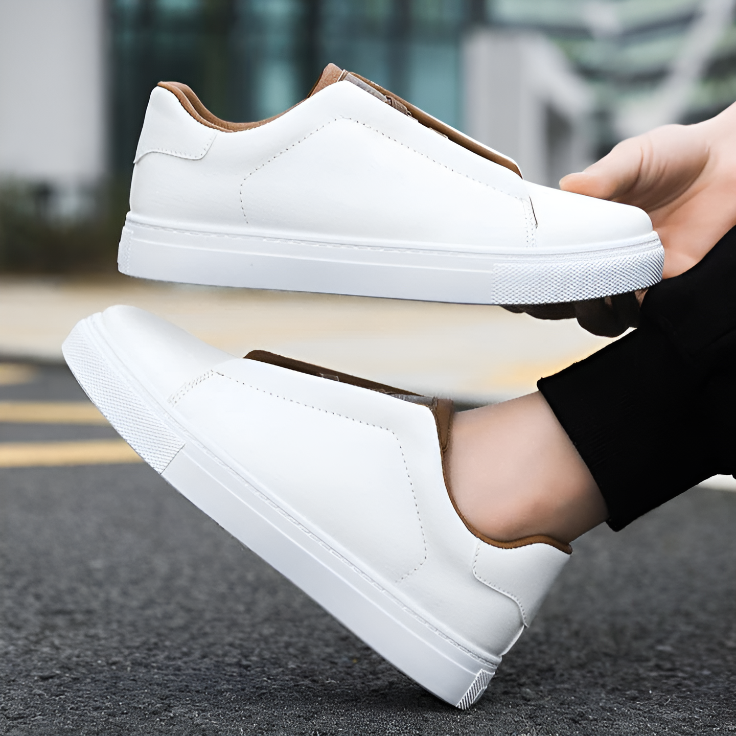 Alexander | Hochwertiger weißer Herrensneaker aus Leder
