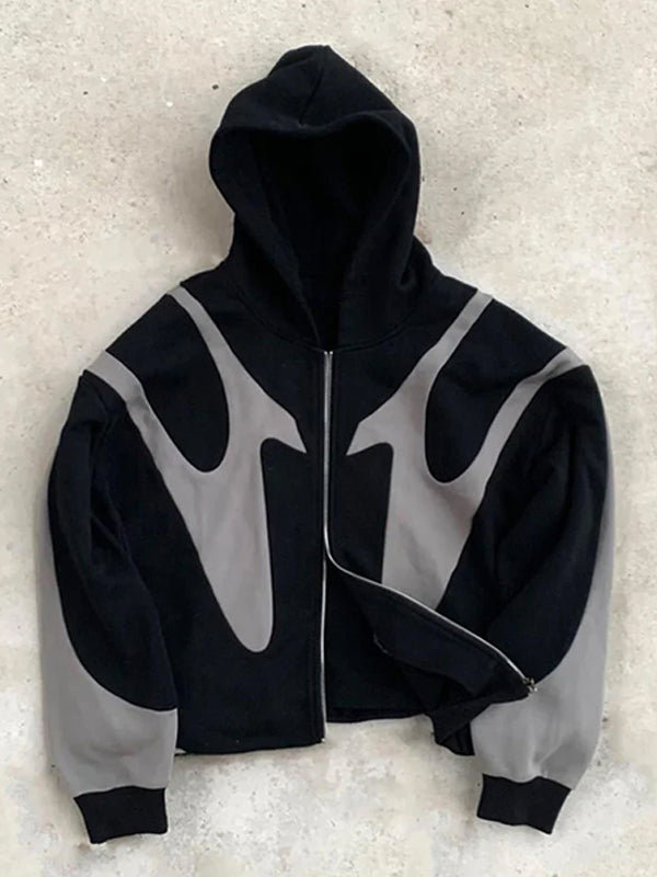 Stylischer Kapuzenpullover mit Reißverschluss und modernem Kontrastdesign