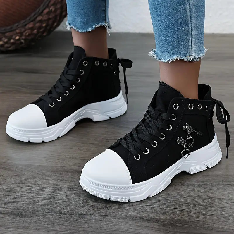 Damen High-Top Sneaker – Jeansblau mit Reißverschluss