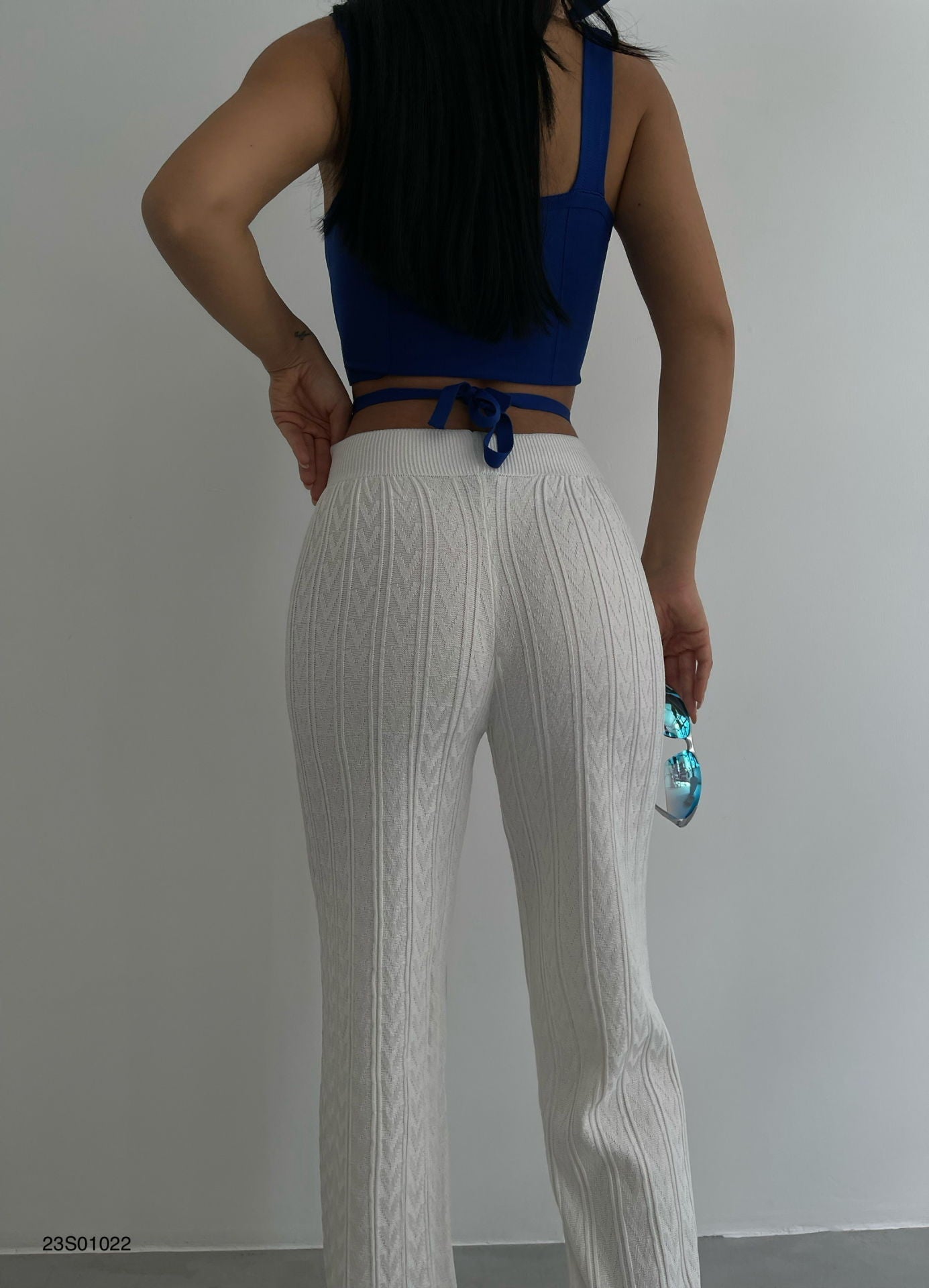 Ella | Elegante weiße gehäkelte Hose