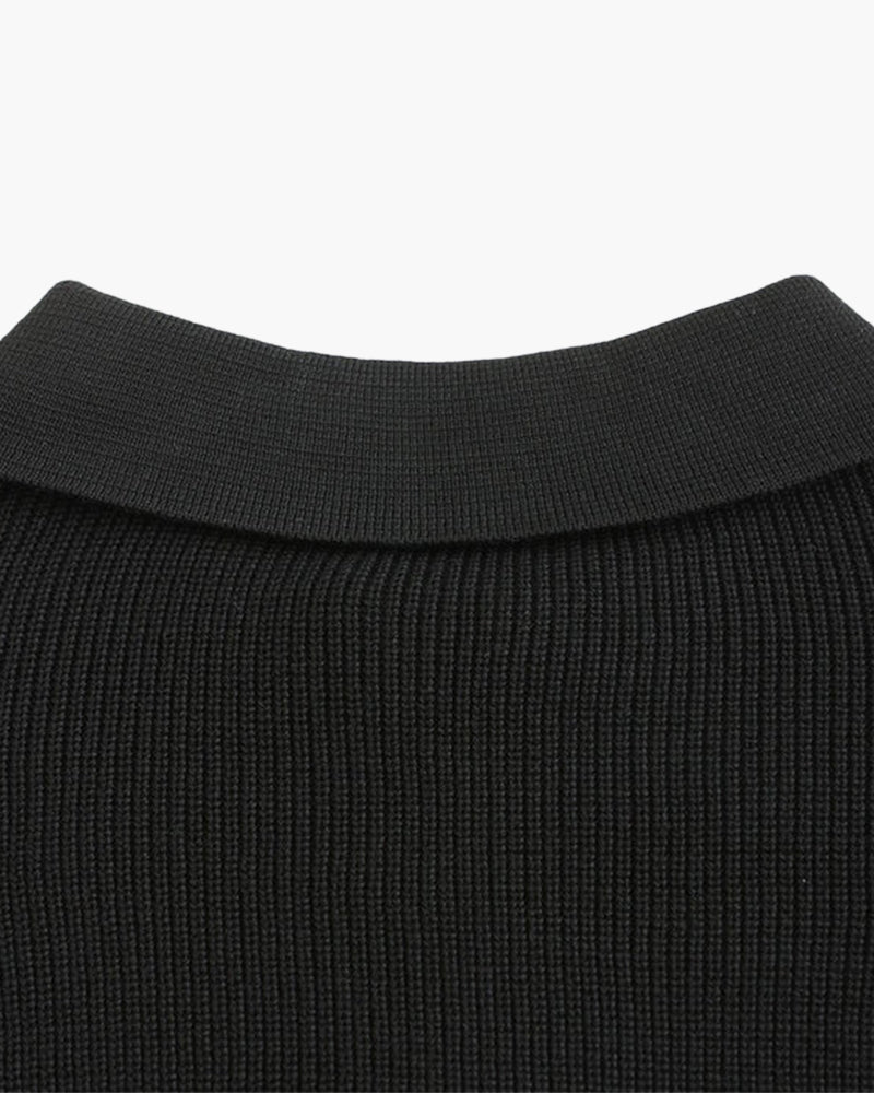 Aaron | Cozy halbem Reißverschluss Herren Gerippt Strickpullover mit Polokragen