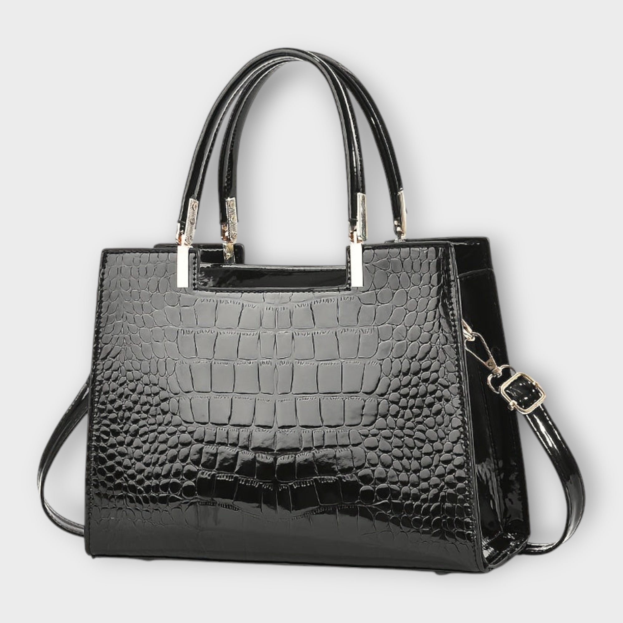 Lora. -  Glänzende Krokodilledermuster-Handtasche