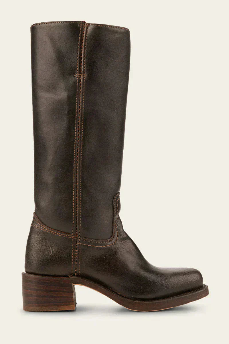Damen-Lederstiefel im Westernstil mit Blockabsatz