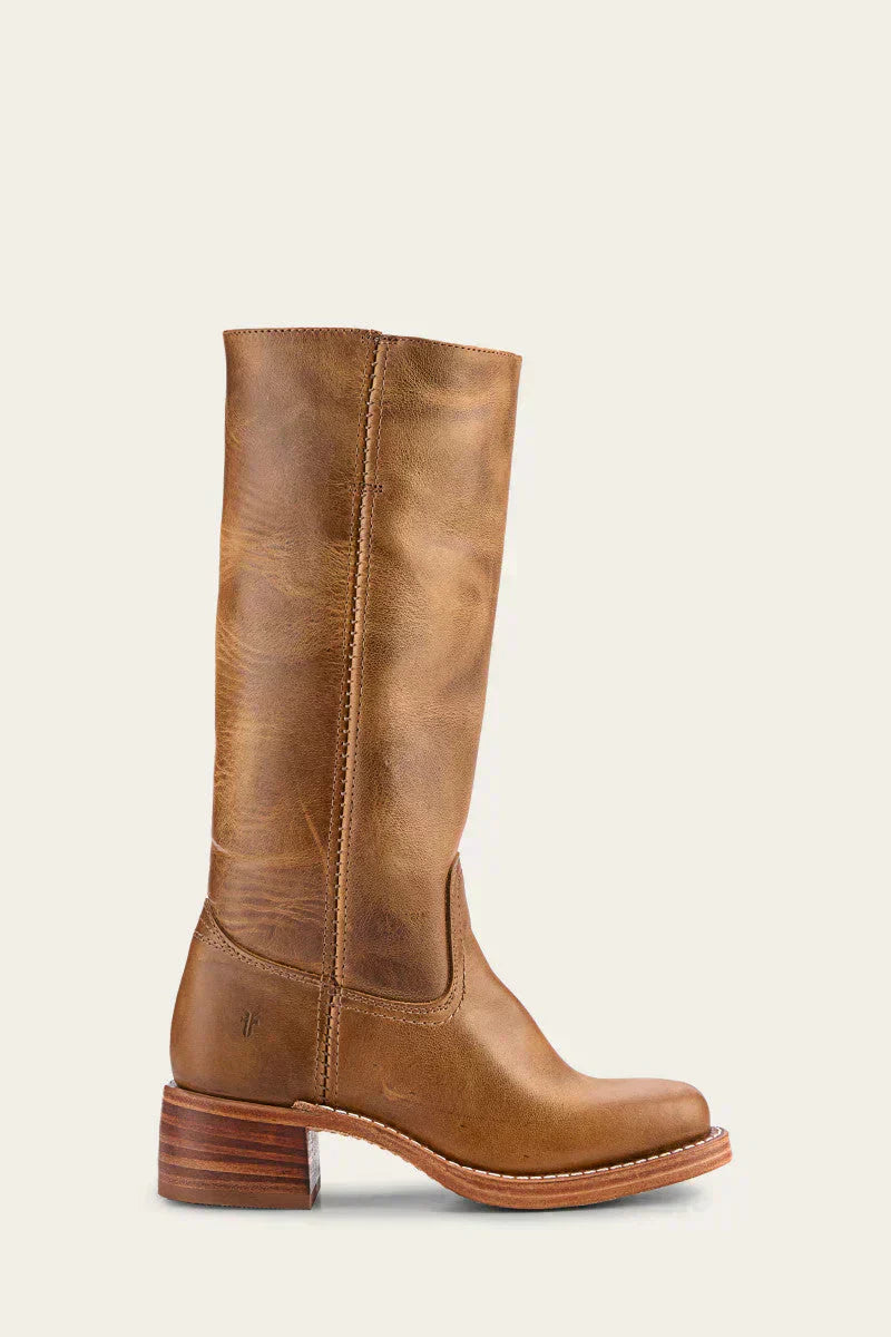 Damen-Lederstiefel im Westernstil mit Blockabsatz