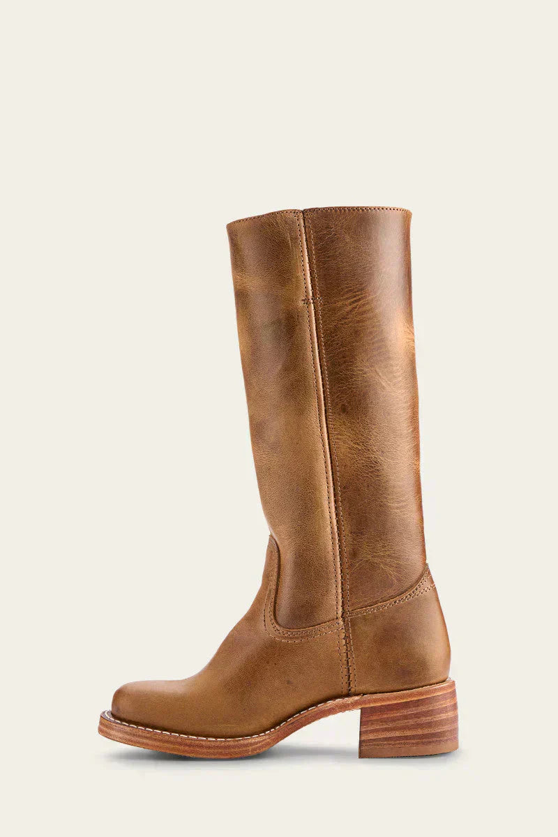 Damen-Lederstiefel im Westernstil mit Blockabsatz