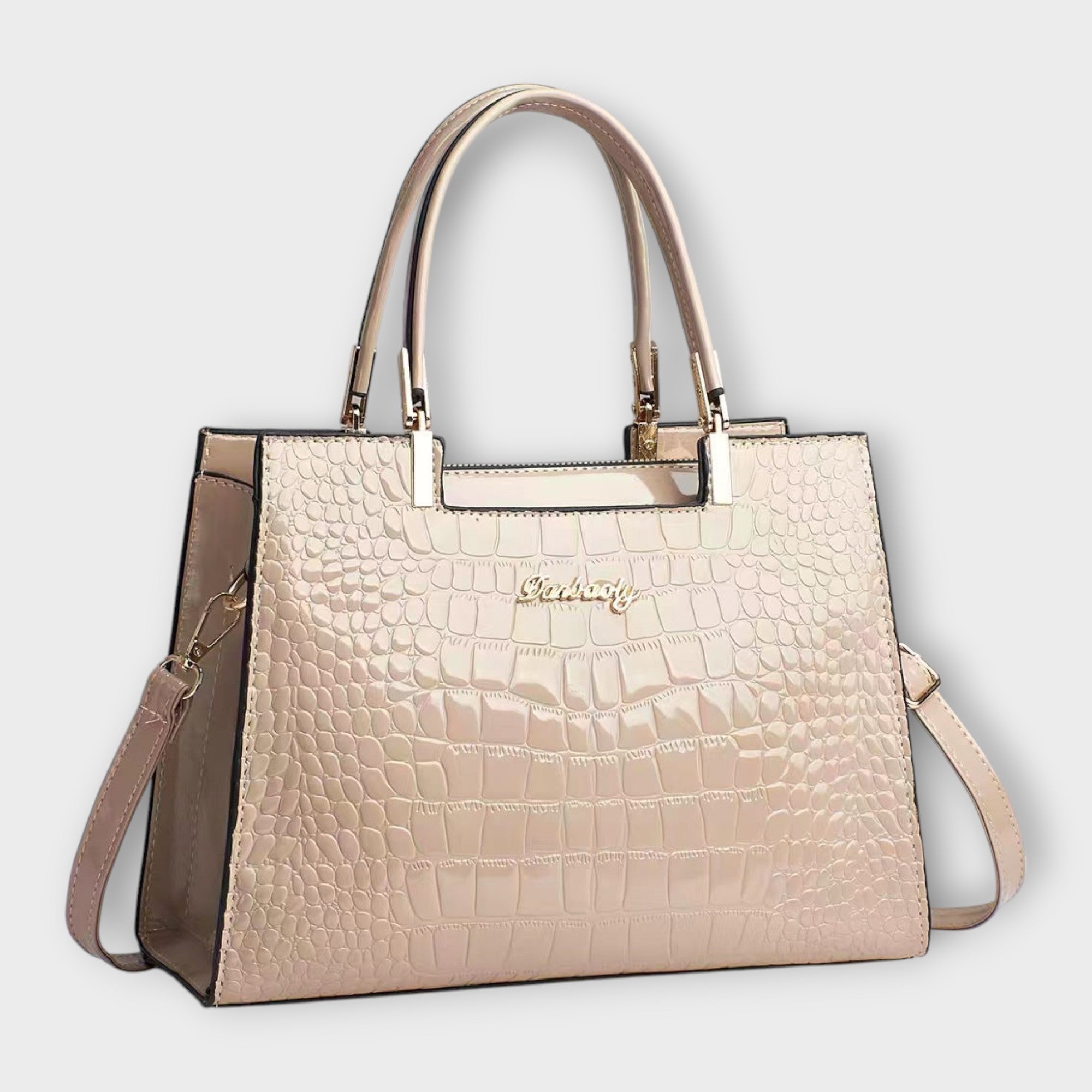 Lora. -  Glänzende Krokodilledermuster-Handtasche